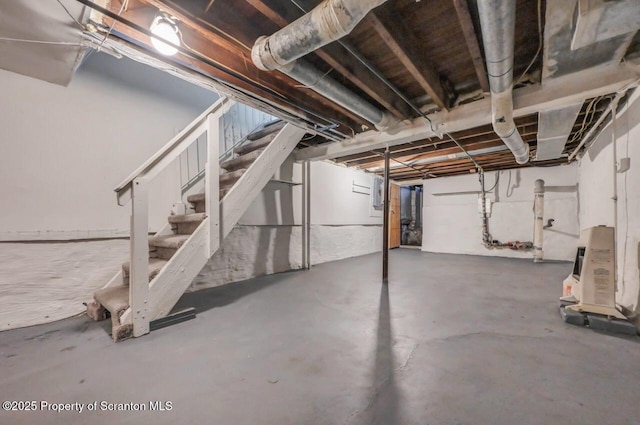 446 10th Ave, Scranton, PA 18504 - unfinished below grade area featuring stairs and electric panel