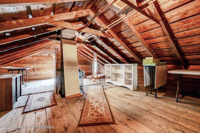 view of unfinished attic