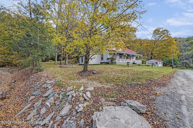 view of yard with a porch