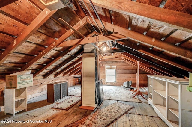 view of unfinished attic