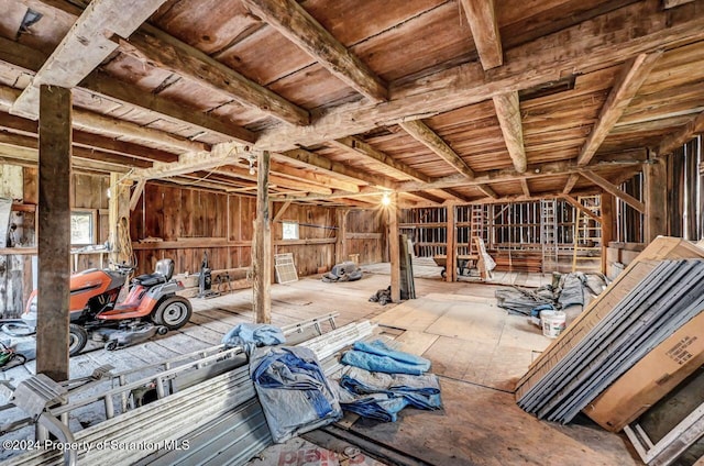 miscellaneous room featuring beam ceiling and wooden ceiling