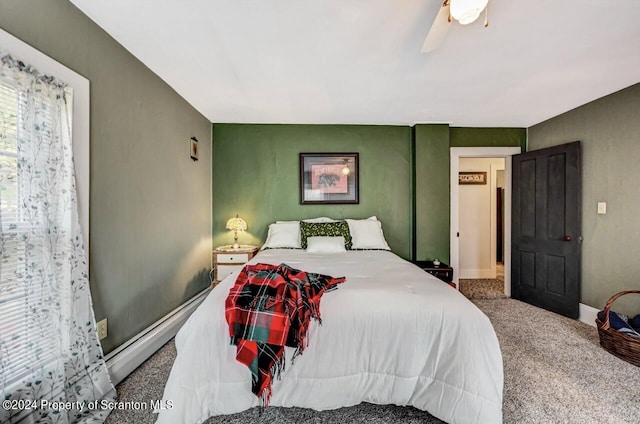 bedroom with carpet flooring and ceiling fan