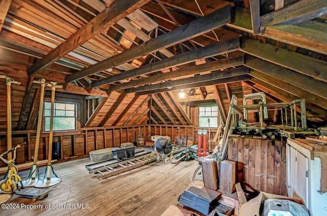 view of unfinished attic