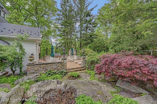 view of yard with a deck