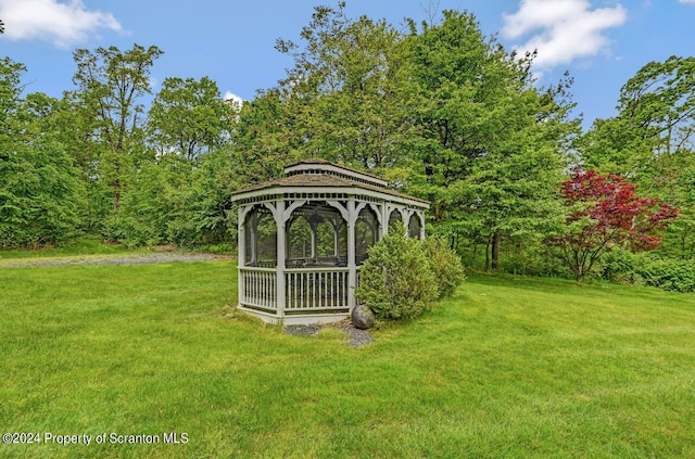 view of yard with a gazebo