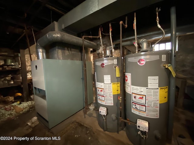 utility room featuring gas water heater