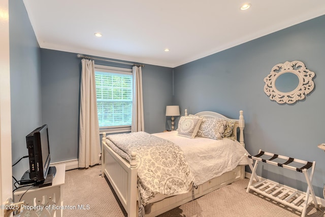 941 Old State Rd, Clarks Summit, PA 18411 - bedroom with light carpet, recessed lighting, baseboards, and ornamental molding