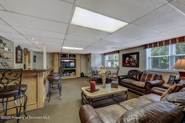 1130 Stafford Ave, Scranton, PA 18504 - carpeted living room with a bar and a drop ceiling