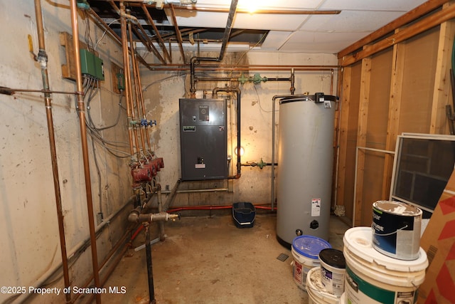 utility room with water heater