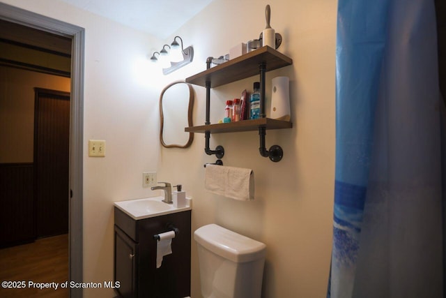 bathroom featuring toilet and vanity