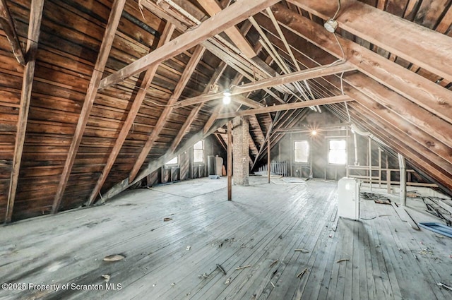 view of unfinished attic