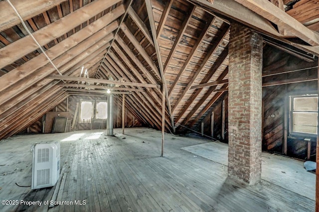 view of unfinished attic