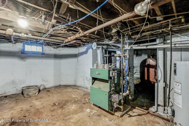 basement with gas water heater