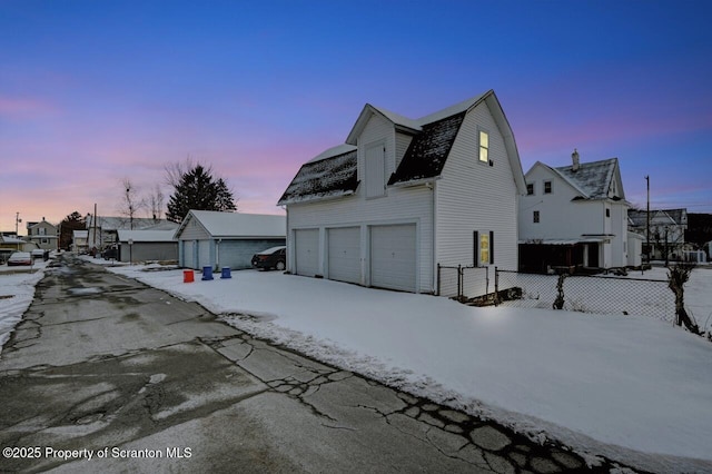 view of snow covered property