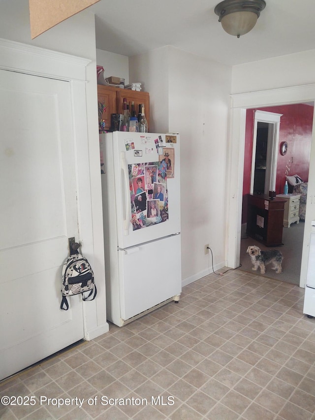 kitchen with white fridge