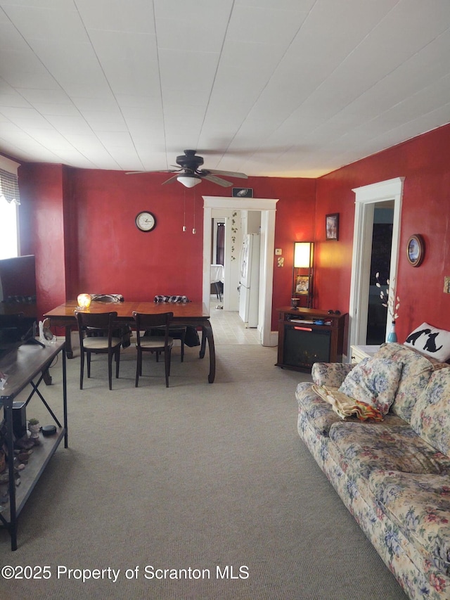 living room with light carpet