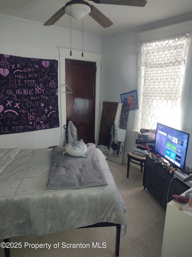 bedroom featuring ceiling fan