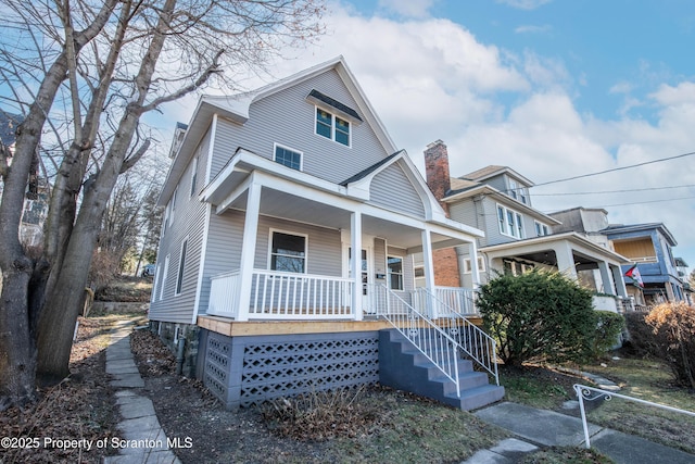 view of front of property with covered porch