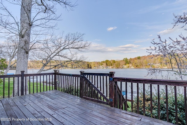 446 Lake Rd, Nicholson, PA 18446 - wooden terrace featuring a water view