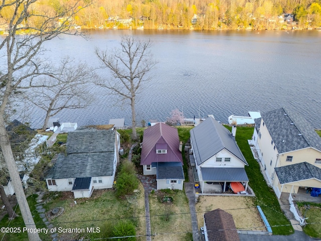 446 Lake Rd, Nicholson, PA 18446 - aerial view with a wooded view, a residential view, and a water view