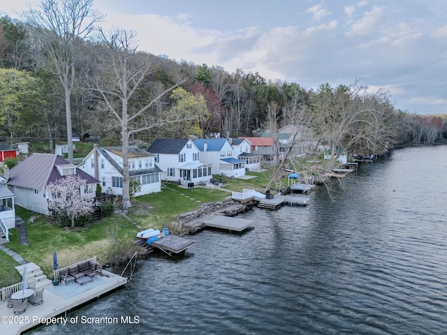 446 Lake Rd, Nicholson, PA 18446 - aerial view featuring a water view and a forest view