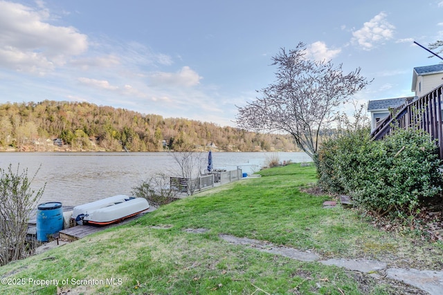 446 Lake Rd, Nicholson, PA 18446 - view of yard with a water view and a forest view