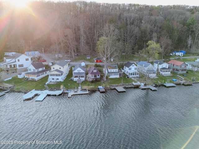 446 Lake Rd, Nicholson, PA 18446 - drone / aerial view with a water view, a view of trees, and a residential view