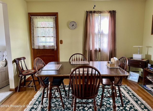 dining room with wood finished floors