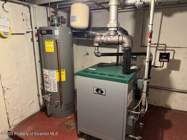 utility room with gas water heater