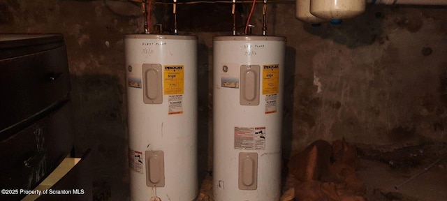 utility room with electric water heater