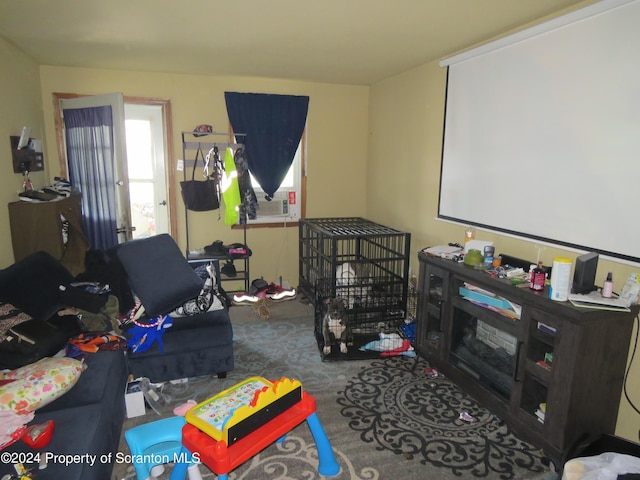 recreation room featuring carpet