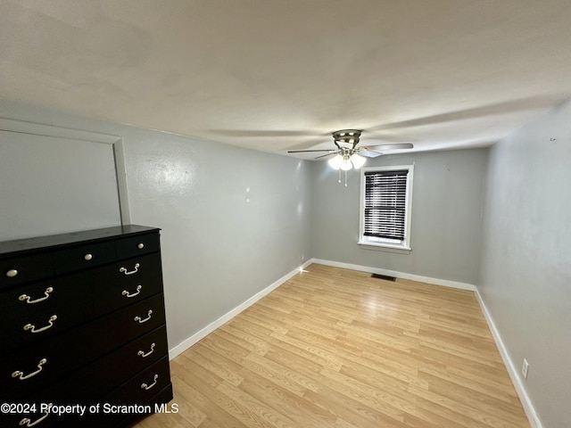 interior space featuring ceiling fan and light hardwood / wood-style floors