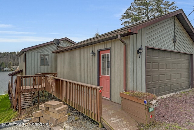 exterior space featuring a garage