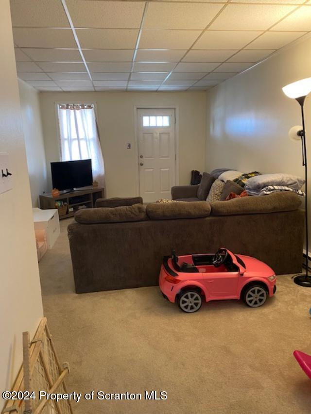 living room with carpet