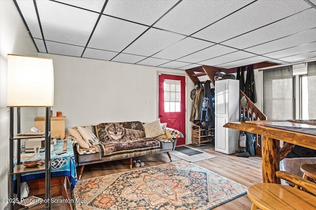 180 E Shore Dr, Dingmans Ferry, PA 18328 - living area featuring a paneled ceiling and wood finished floors