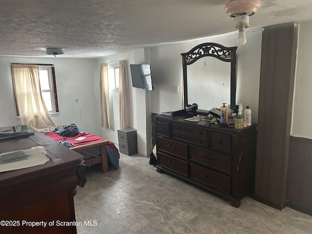 bedroom with a textured ceiling