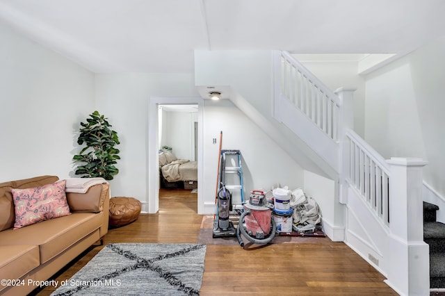 living room with hardwood / wood-style floors