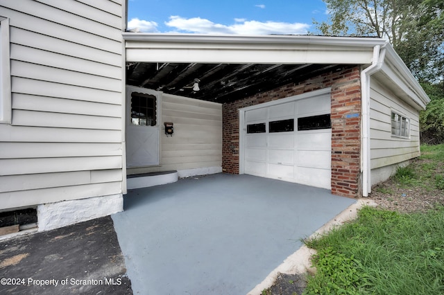 view of garage