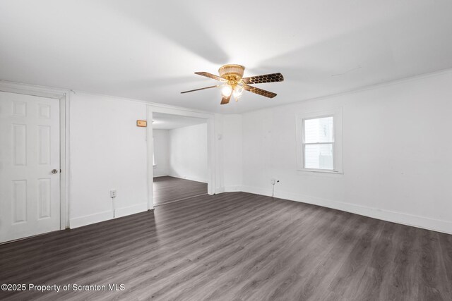 121 Throop St, Scranton, PA 18508 - unfurnished room with a ceiling fan, wood finished floors, baseboards, and crown molding