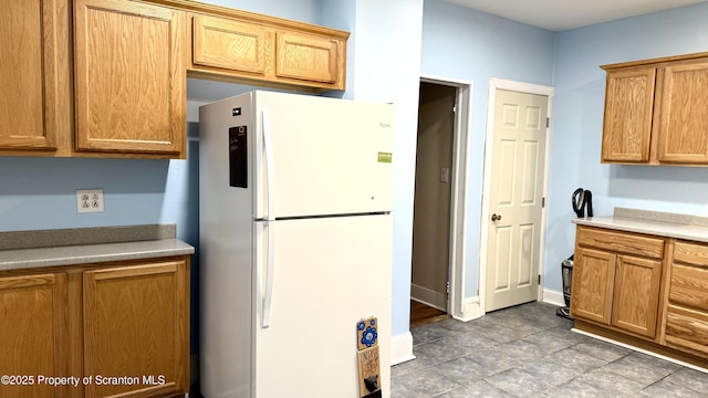 kitchen with white fridge