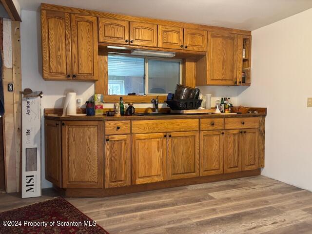 kitchen with light wood-type flooring and sink