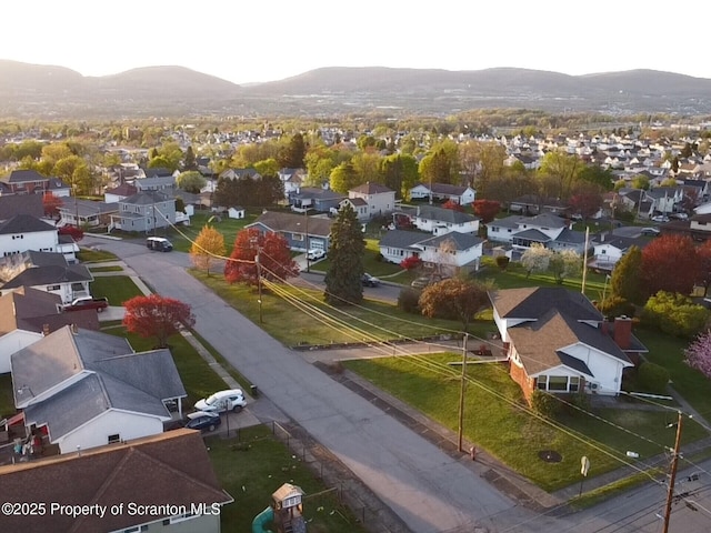 aerial view with a residential view and a mountain view