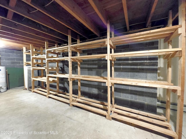 storage area with water heater