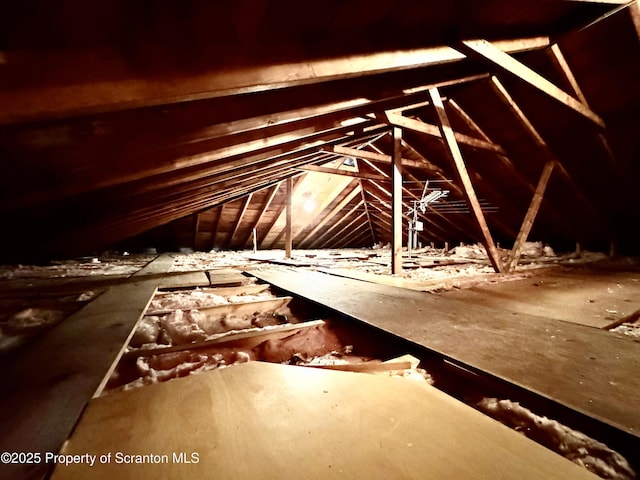 view of unfinished attic