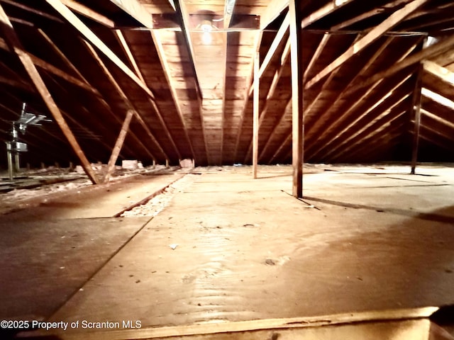 view of unfinished attic