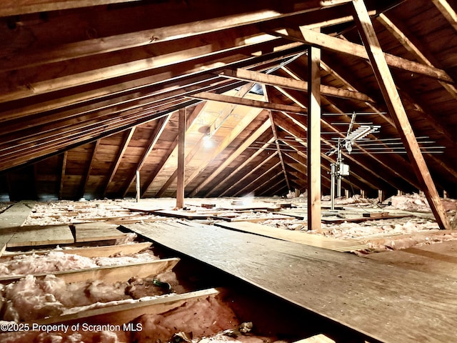 view of unfinished attic