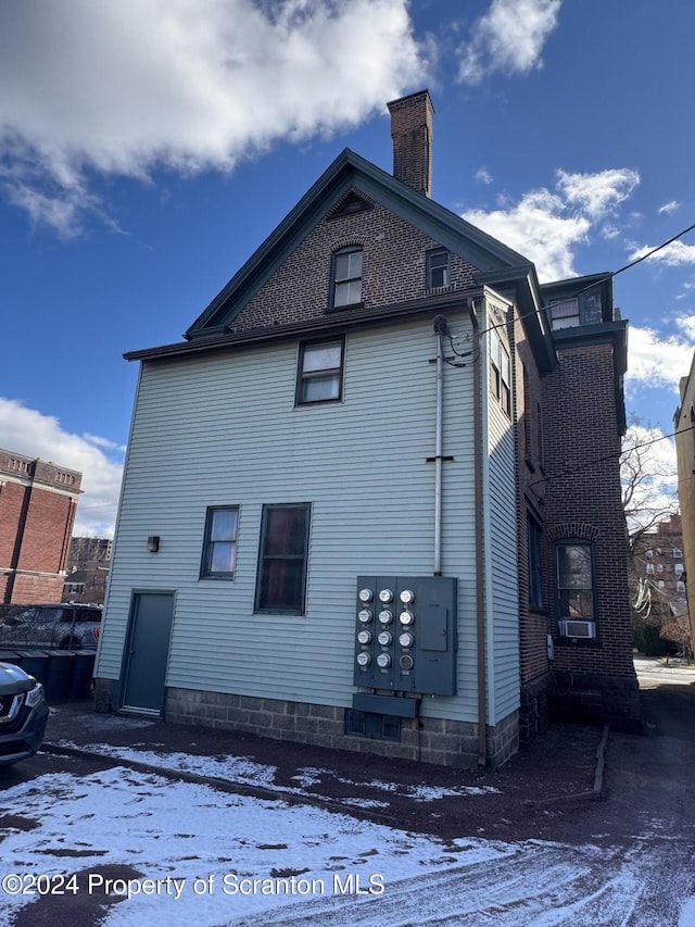 view of snow covered exterior