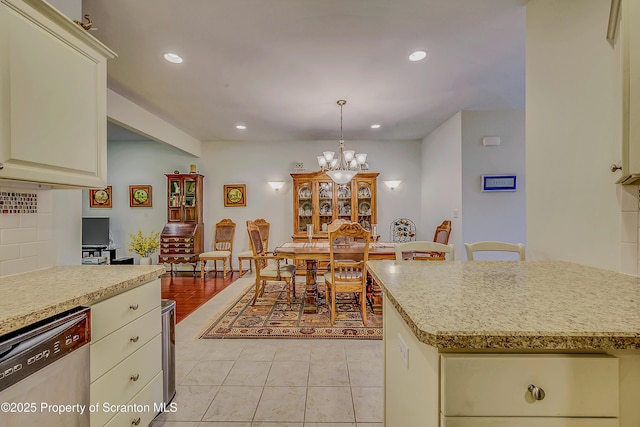 129 Wyndham Rd, South Abington Twp, PA 18411 - dining room featuring recessed lighting, a chandelier, and light tile patterned floors
