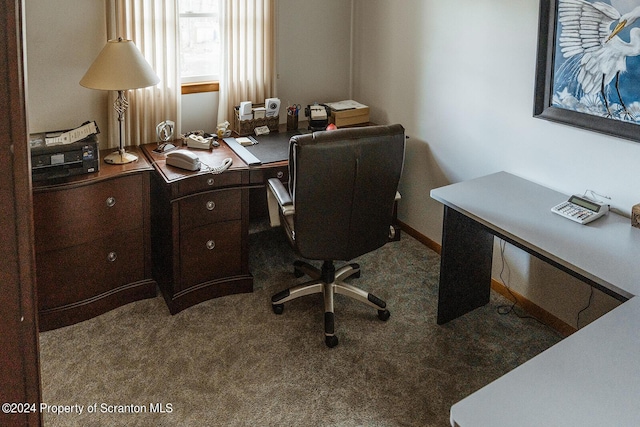 view of carpeted office space