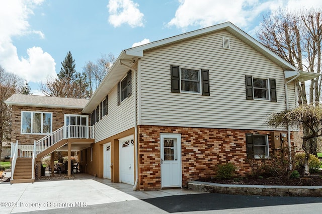 exterior space with a garage